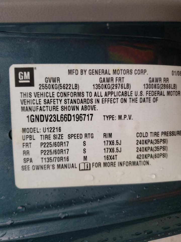 Photo 10 from auction – 2006 CHEVROLET UPLANDER L with VIN 1GNDV23L66D196717