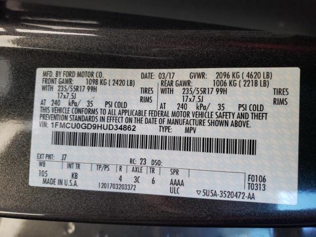 Photo 10 from auction – 2017 FORD ESCAPE SE with VIN 1FMCU0GD9HUD34862