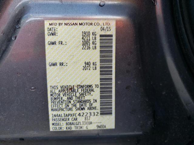 Photo 10 from auction – 2015 NISSAN ALTIMA 2.5 with VIN 1N4AL3APXFC422332