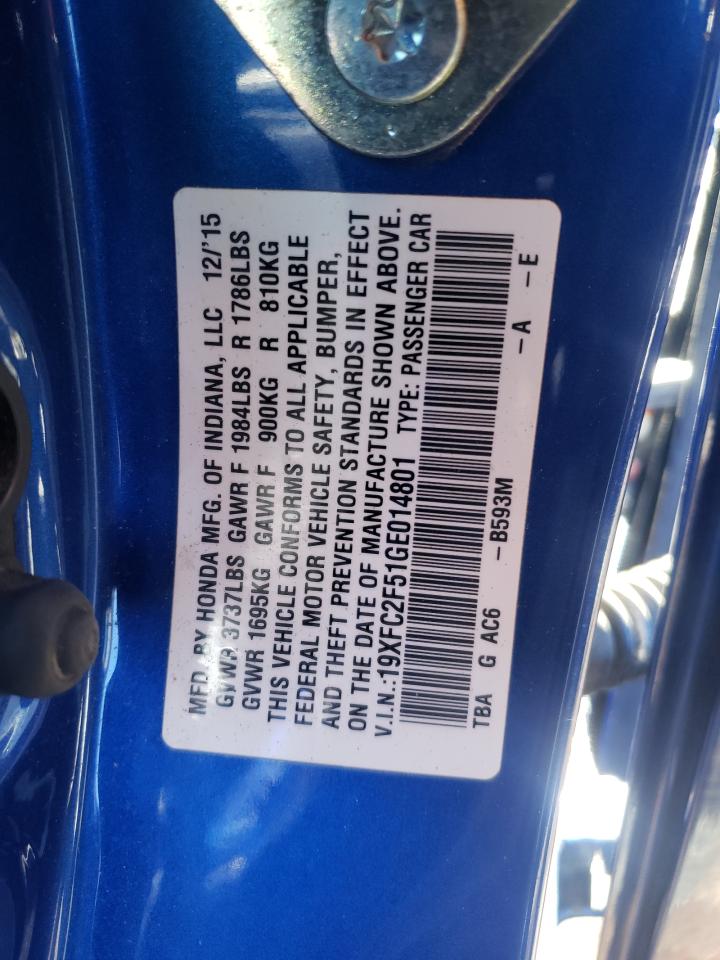 Photo 10 from auction – 2016 HONDA CIVIC LX with VIN 19XFC2F51GE014801