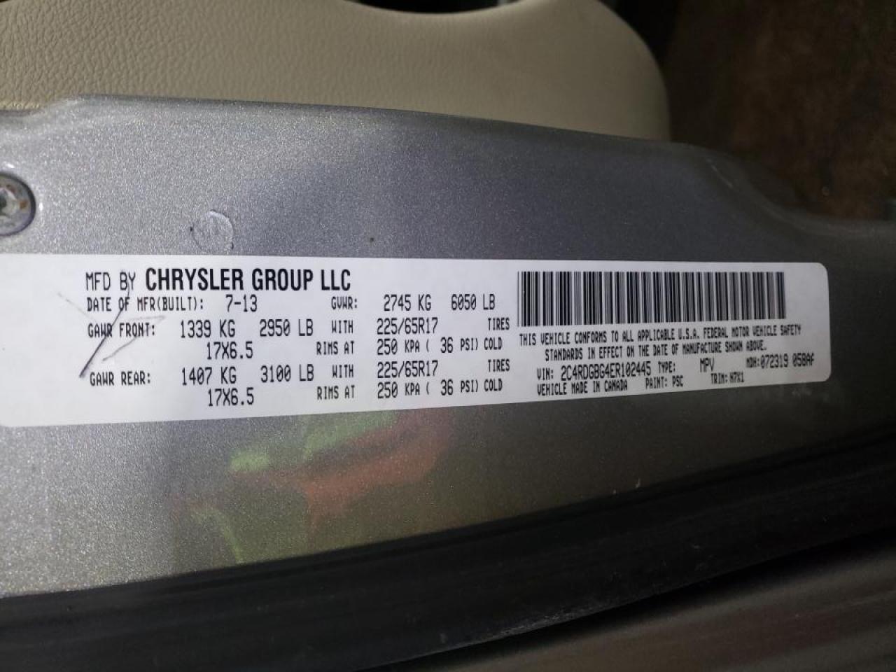 Photo 10 from auction – 2014 DODGE GRAND CARA with VIN 2C4RDGBG4ER102445