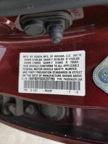 Photo 10 from auction – 2013 HONDA CIVIC LX with VIN 19XFB2F52DE237783