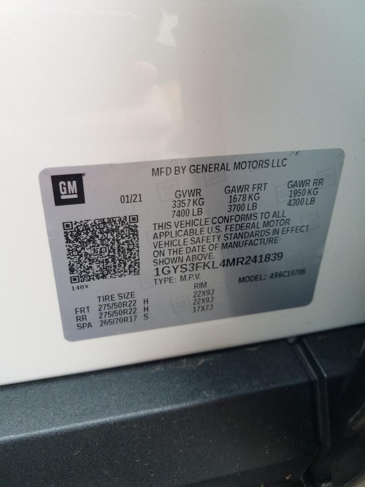 Photo 10 from auction – 2021 CADILLAC ESCALADE S with VIN 1GYS3FKL4MR241839