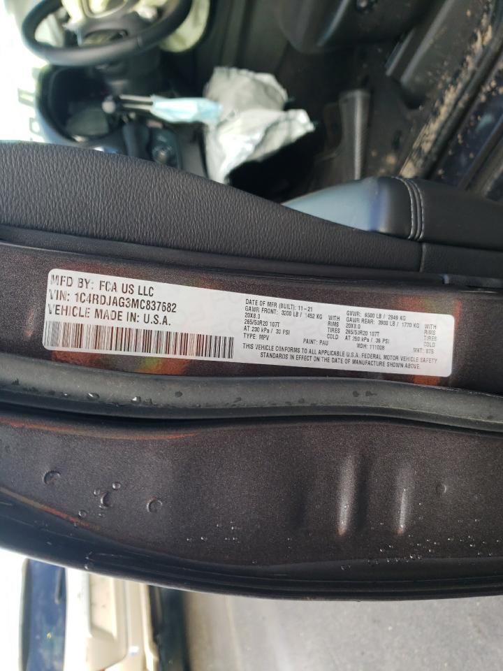 Photo 10 from auction – 2021 DODGE DURANGO SX with VIN 1C4RDJAG3MC837682