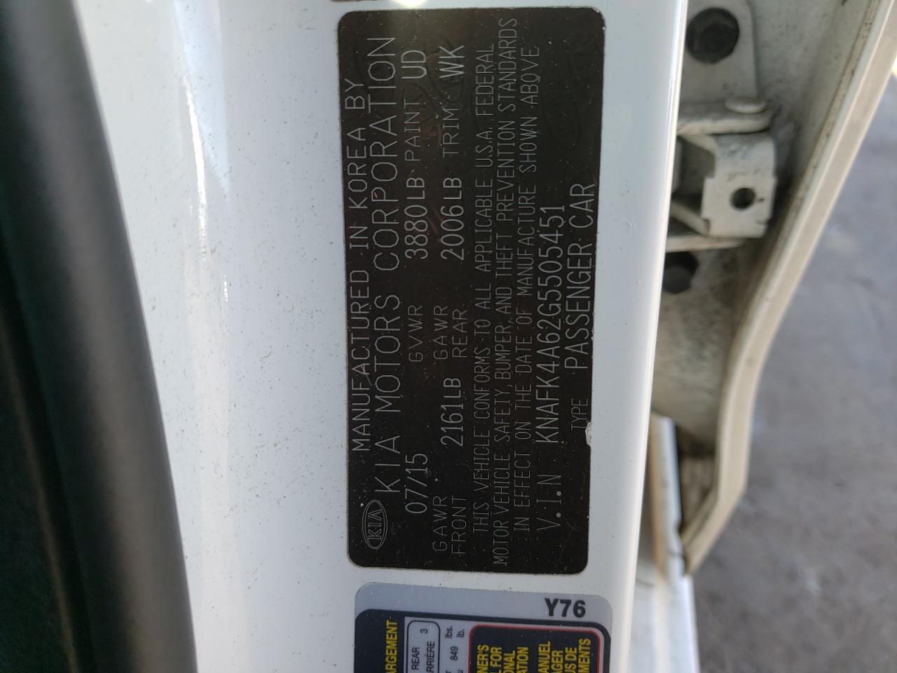 Photo 10 from auction – 2016 KIA FORTE LX with VIN KNAFK4A62G5505451