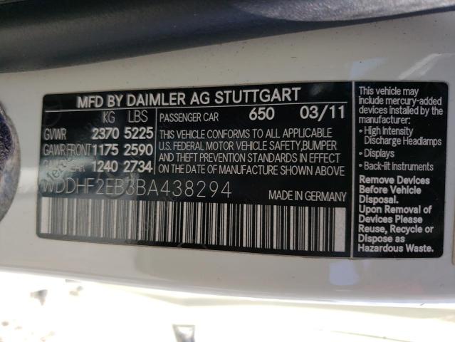 Photo 10 from auction – 2011 MERCEDES-BENZ E 350 BLUE with VIN WDDHF2EB3BA438294