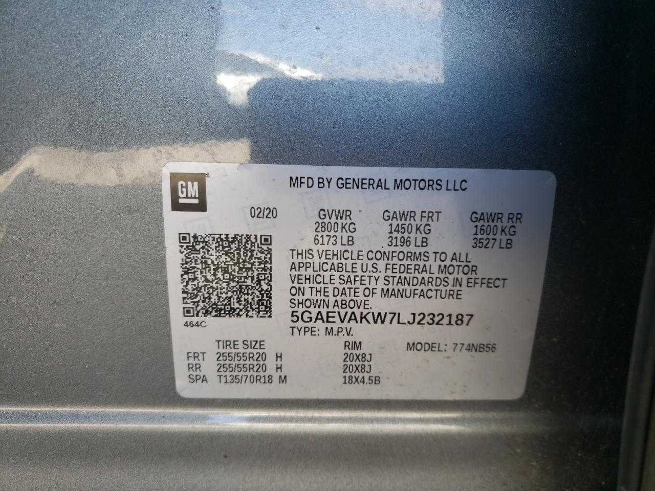 Photo 10 from auction – 2020 BUICK ENCLAVE ES with VIN 5GAEVAKW7LJ232187
