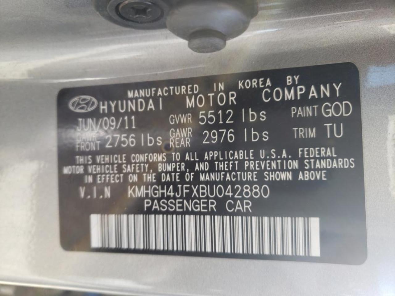 Photo 10 from auction – 2011 HYUNDAI EQUUS SIGN with VIN KMHGH4JFXBU042880