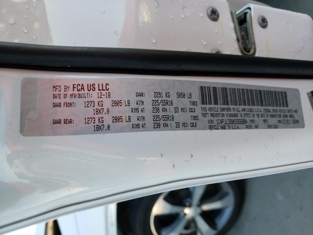 Photo 10 from auction – 2019 JEEP CHEROKEE L with VIN 1C4PJLDB9KD356984