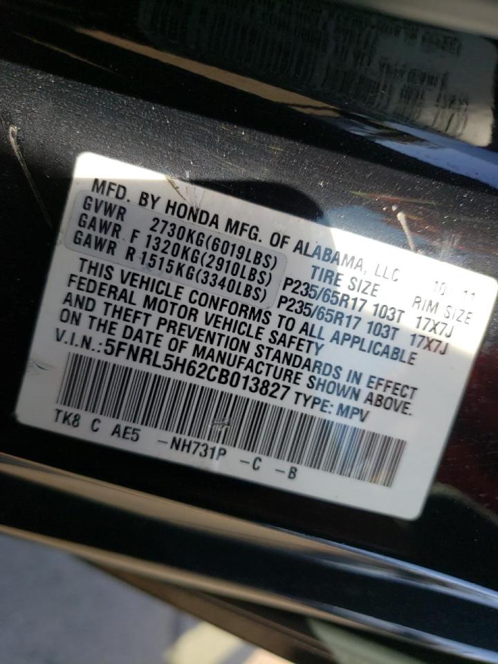 Photo 10 from auction – 2012 HONDA ODYSSEY EX with VIN 5FNRL5H62CB013827
