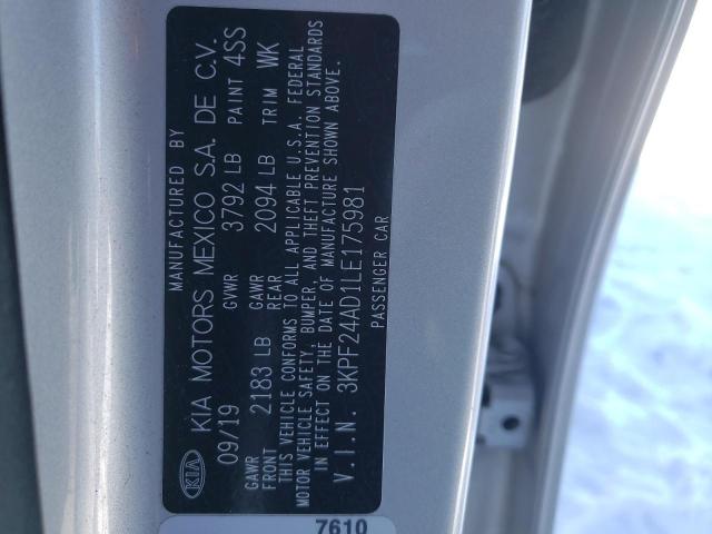 Photo 10 from auction – 2020 KIA FORTE FE with VIN 3KPF24AD1LE175981