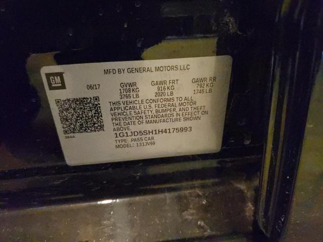 Photo 10 from auction – 2017 CHEVROLET SONIC LT with VIN 1G1JD5SH1H4175993