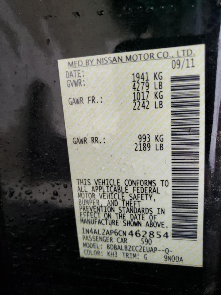Photo 10 from auction – 2012 NISSAN ALTIMA BAS with VIN 1N4AL2AP6CN462854