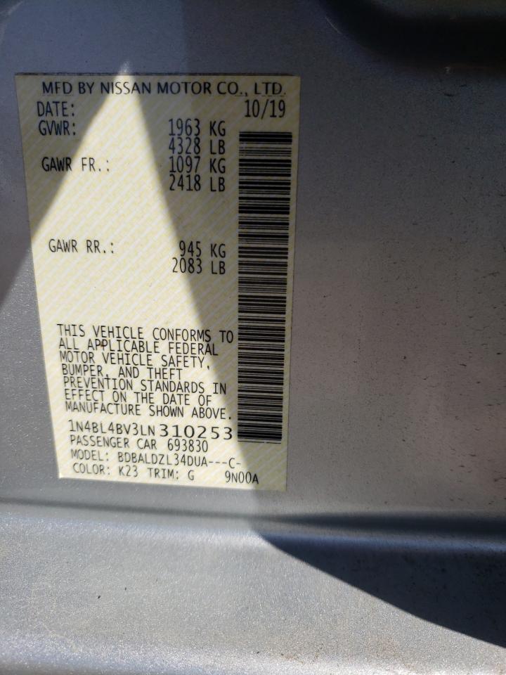 Photo 10 from auction – 2020 NISSAN ALTIMA S with VIN 1N4BL4BV3LN310253