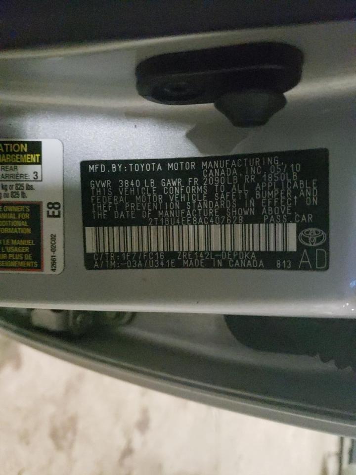Photo 10 from auction – 2010 TOYOTA COROLLA BA with VIN 2T1BU4EE8AC407628