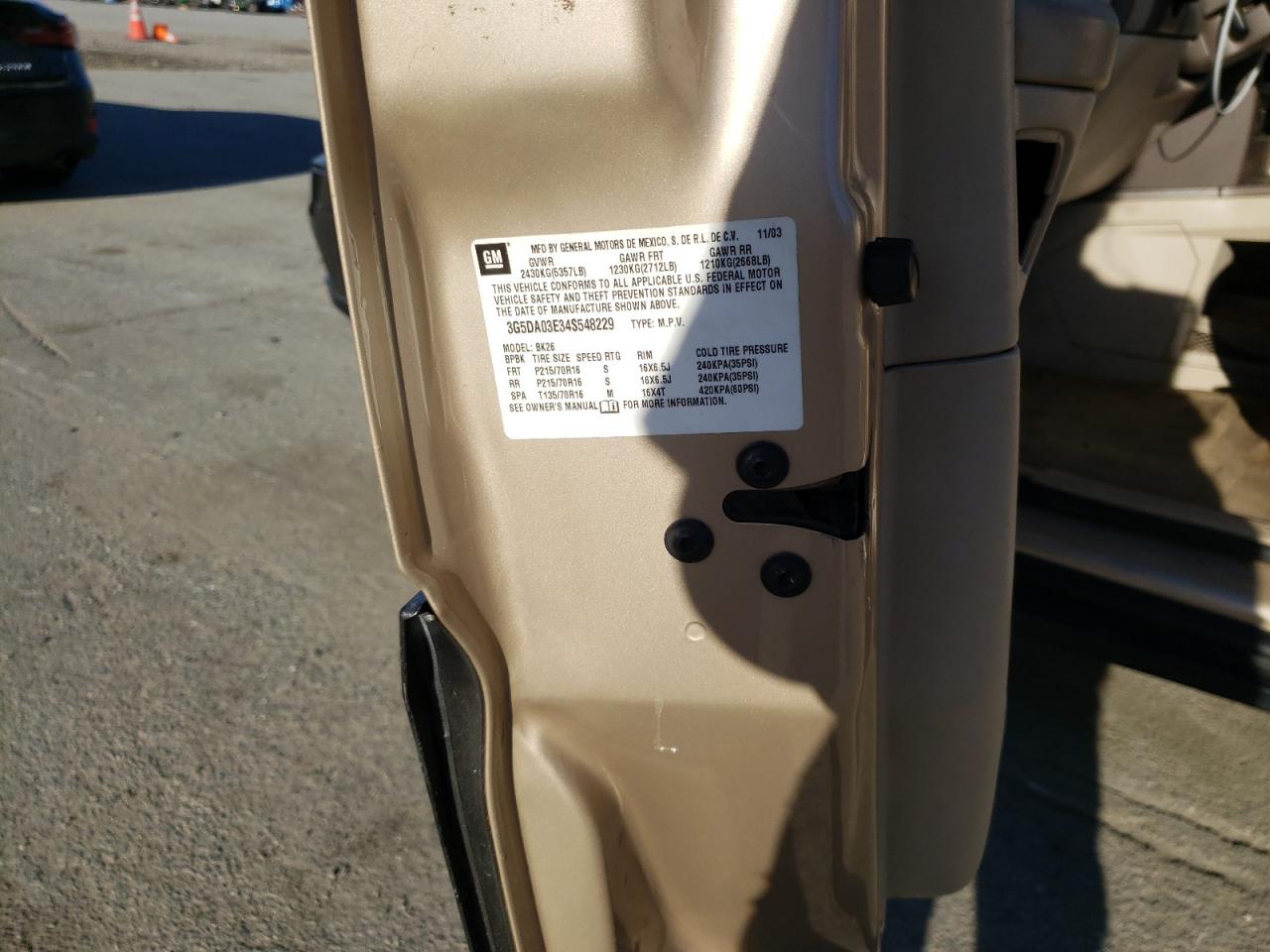 Photo 10 from auction – 2004 BUICK RENDEZVOUS with VIN 3G5DA03E34S548229