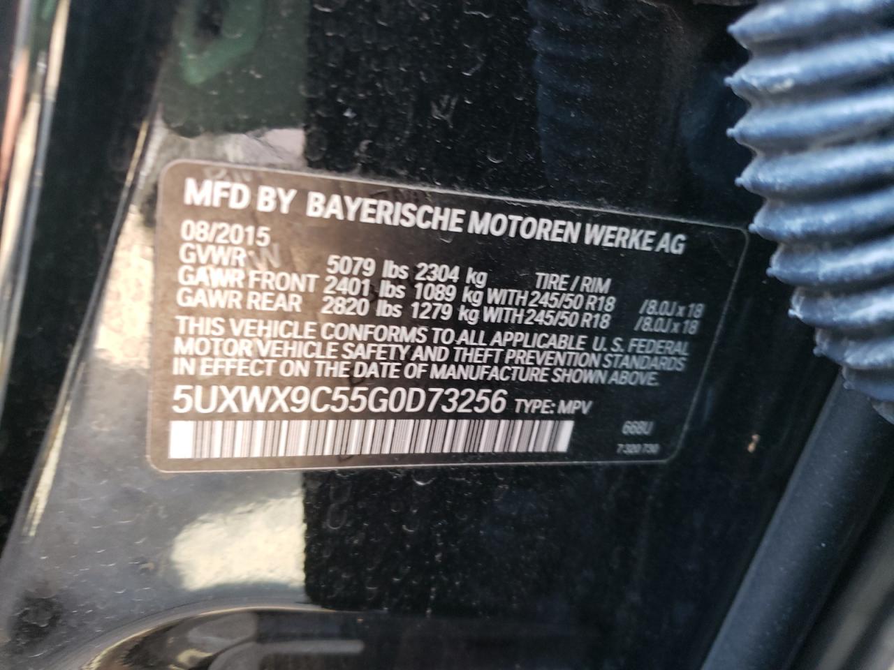 Photo 10 from auction – 2016 BMW X3 XDRIVE2 with VIN 5UXWX9C55G0D73256