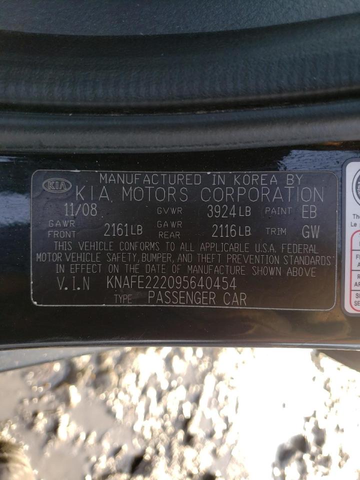 Photo 10 from auction – 2009 KIA SPECTRA EX with VIN KNAFE222095640454