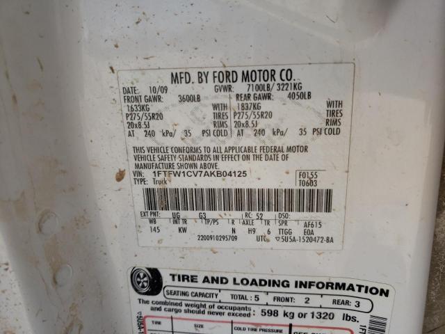Photo 10 from auction – 2010 FORD F150 SUPER with VIN 1FTFW1CV7AKB04125