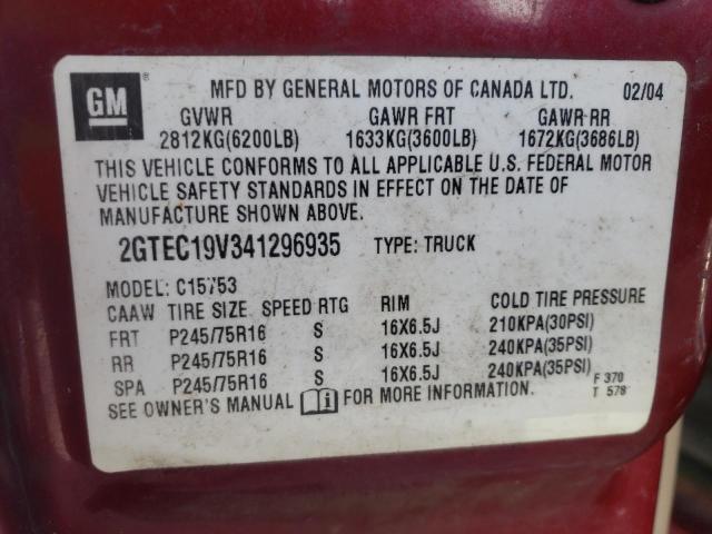 Photo 10 from auction – 2004 GMC NEW SIERRA with VIN 2GTEC19V341296935