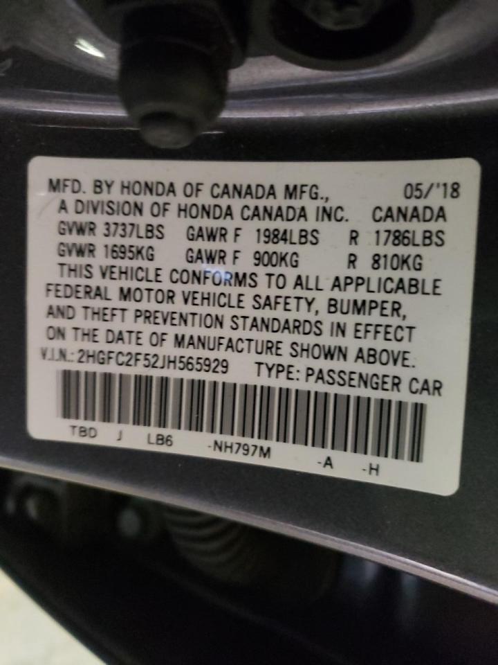 Photo 10 from auction – 2018 HONDA CIVIC LX with VIN 2HGFC2F52JH565929