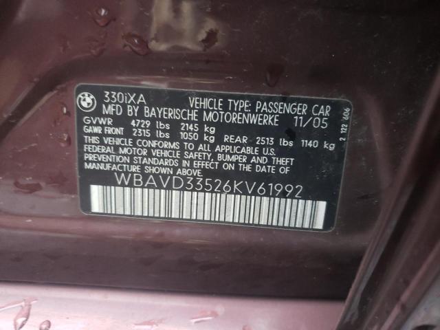 Photo 10 from auction – 2006 BMW 330 XI with VIN WBAVD33526KV61992