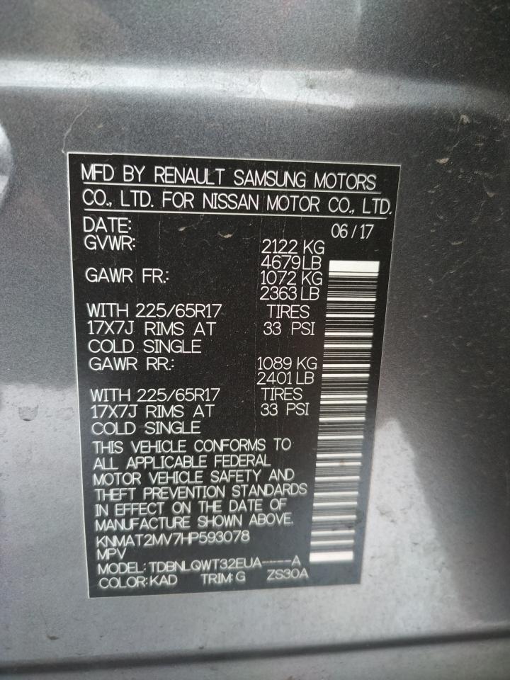 Photo 10 from auction – 2017 NISSAN ROGUE S with VIN KNMAT2MV7HP593078