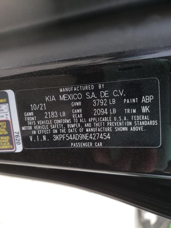 Photo 10 from auction – 2022 KIA FORTE EX with VIN 3KPF54AD9NE427454