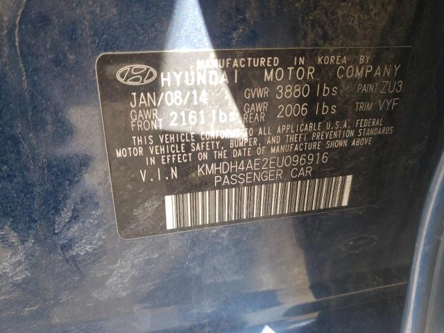 Photo 10 from auction – 2014 HYUNDAI ELANTRA SE with VIN KMHDH4AE2EU096916