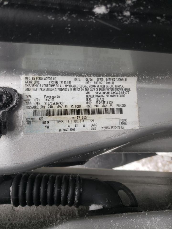 Photo 10 from auction – 2016 FORD FOCUS SE with VIN 1FADP3K23GL345177