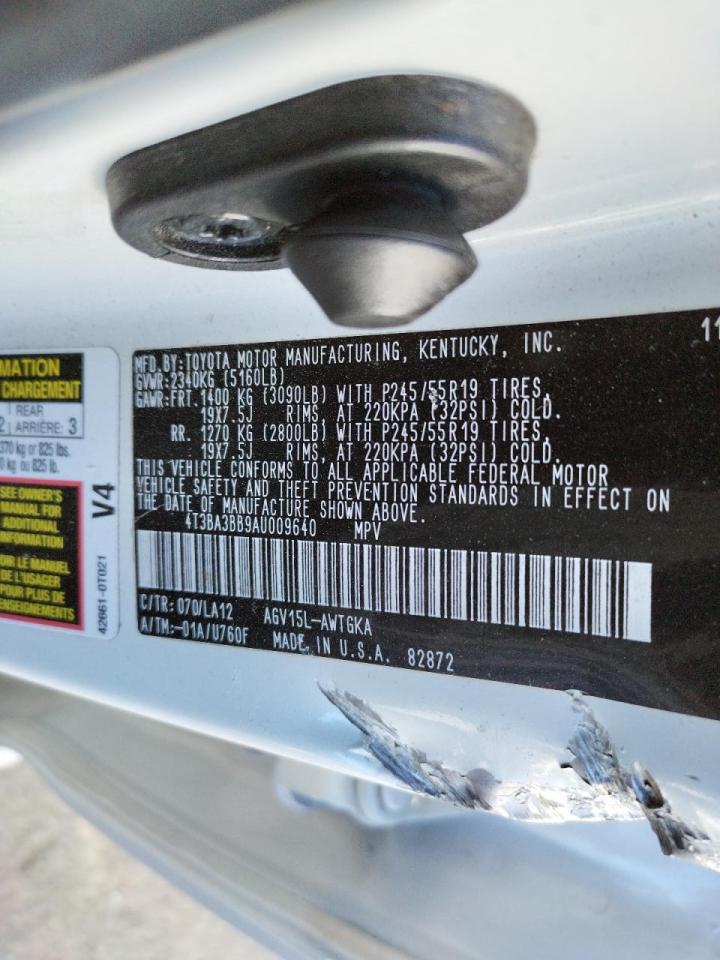Photo 10 from auction – 2010 TOYOTA VENZA with VIN 4T3BA3BB9AU009640