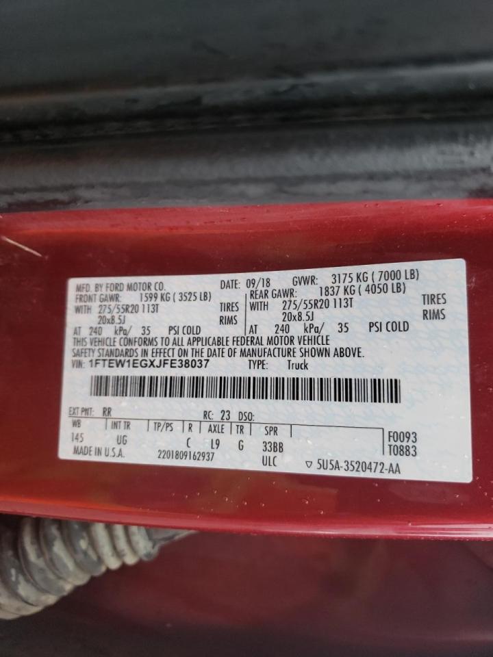 Photo 10 from auction – 2018 FORD F150 SUPER with VIN 1FTEW1EGXJFE38037