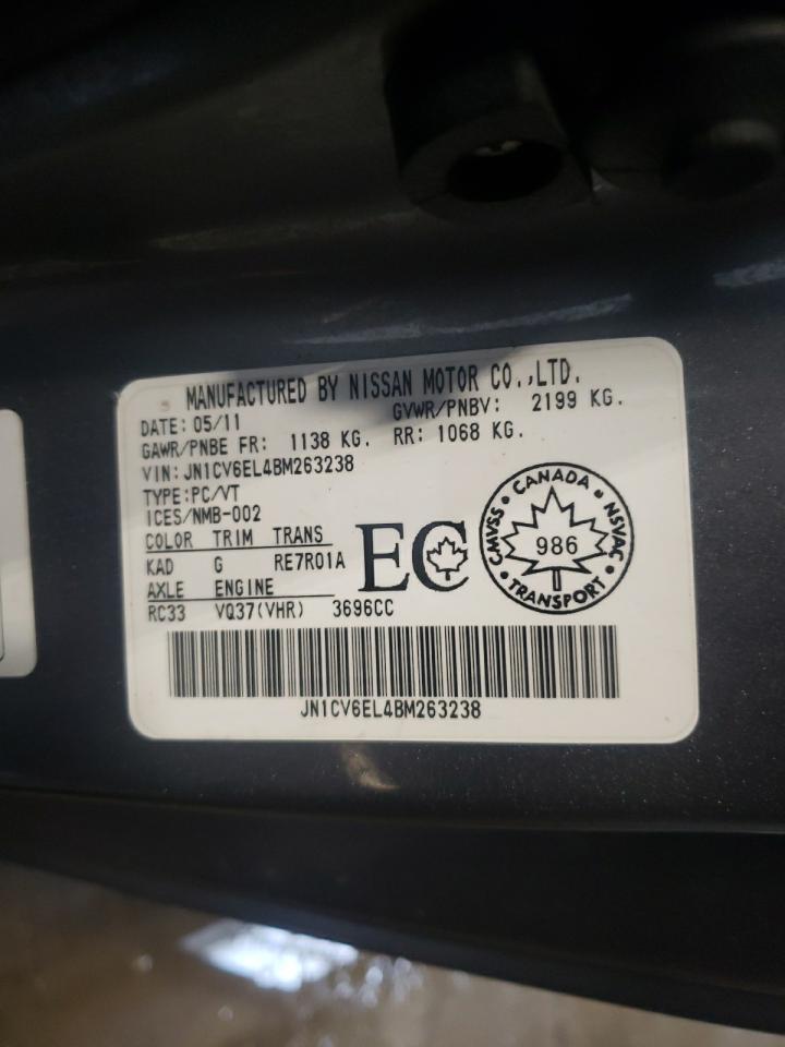 Photo 10 from auction – 2011 INFINITI G37 with VIN JN1CV6EL4BM263238
