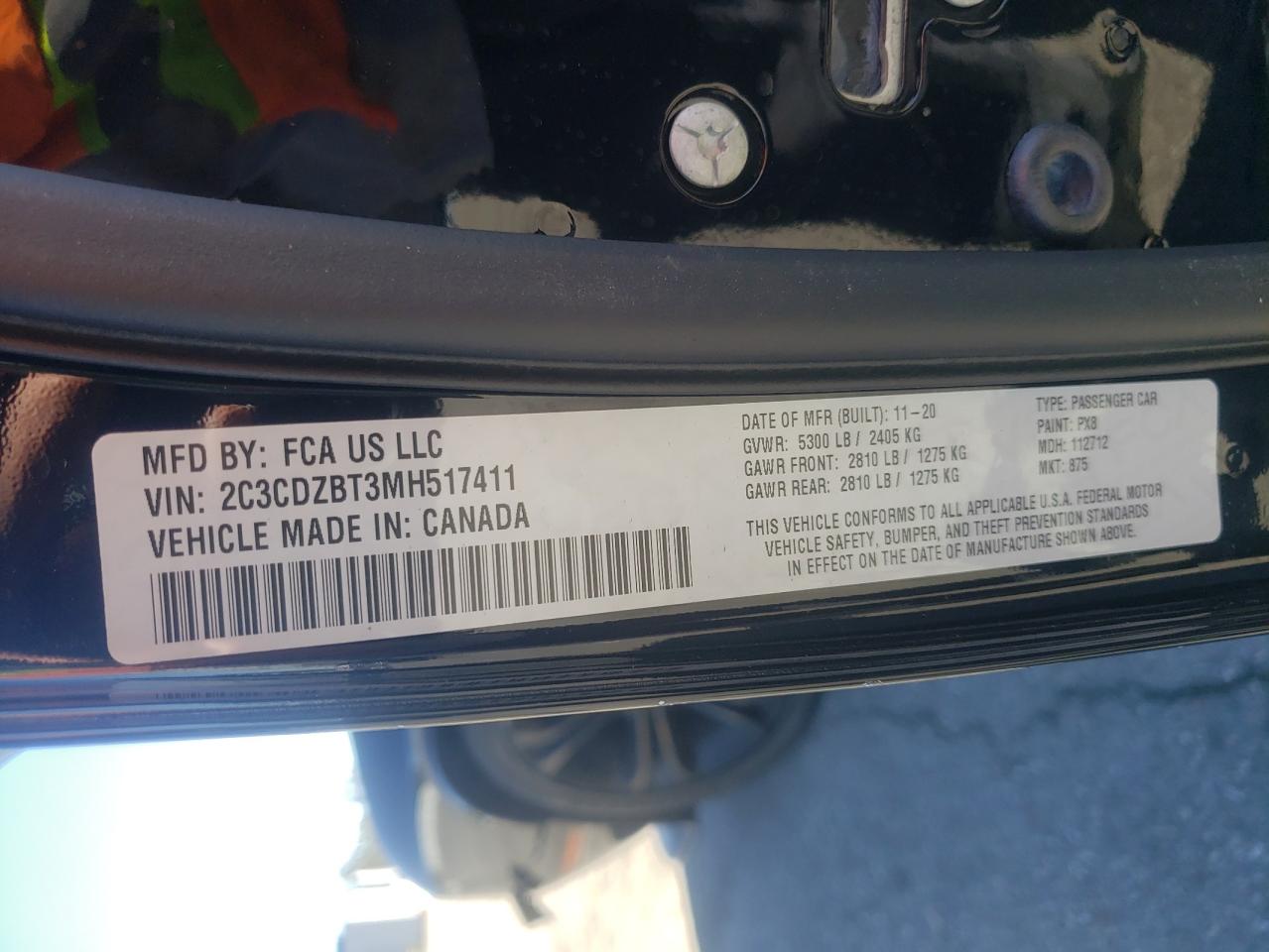 Photo 10 from auction – 2021 DODGE CHALLENGER with VIN 2C3CDZBT3MH517411