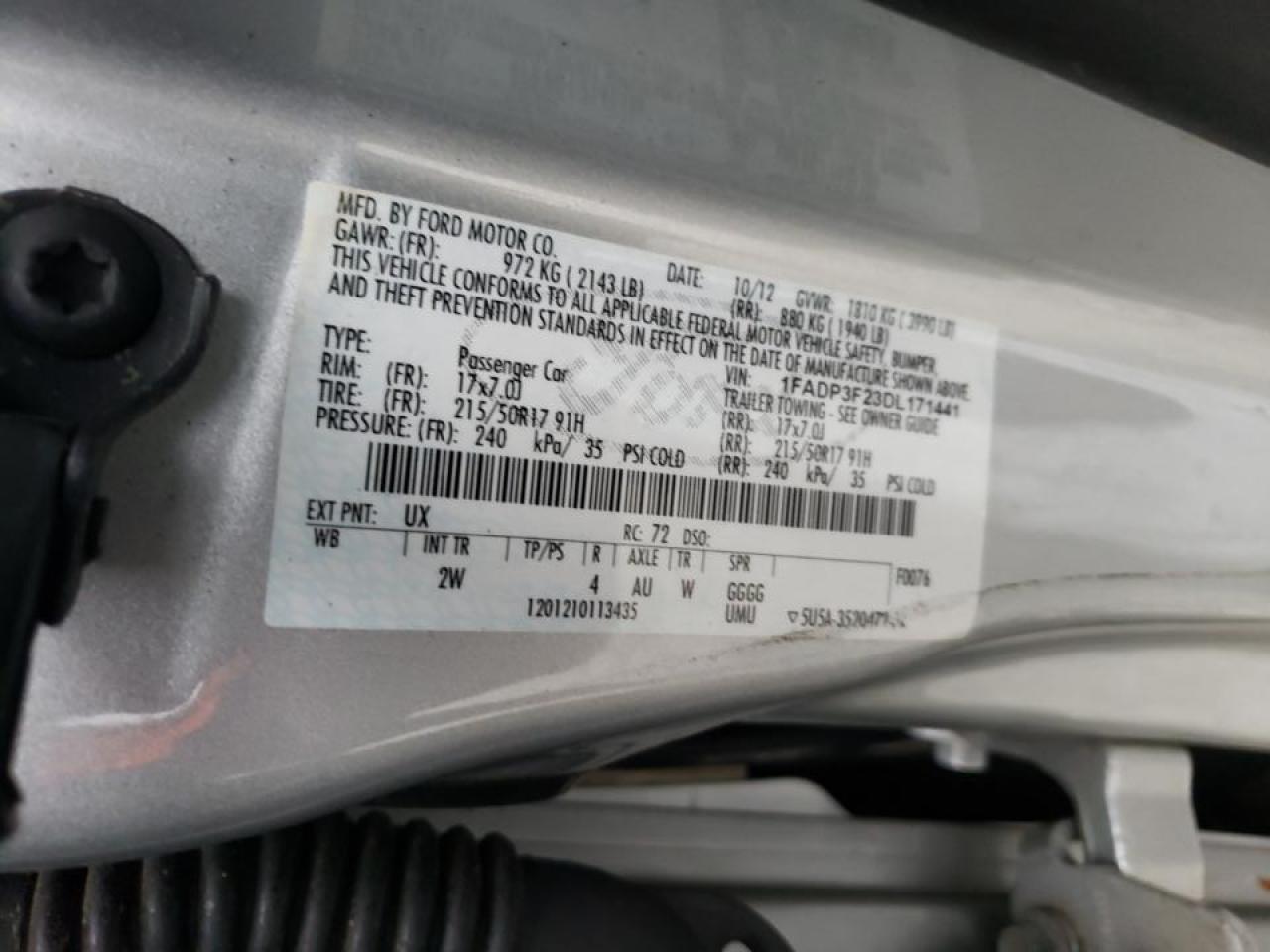 Photo 10 from auction – 2013 FORD FOCUS SE with VIN 1FADP3F23DL171441