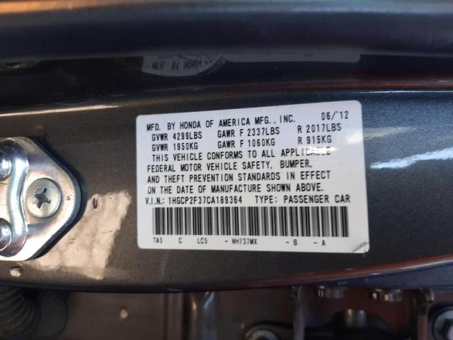 Photo 10 from auction – 2012 HONDA ACCORD LX with VIN 1HGCP2F37CA189364