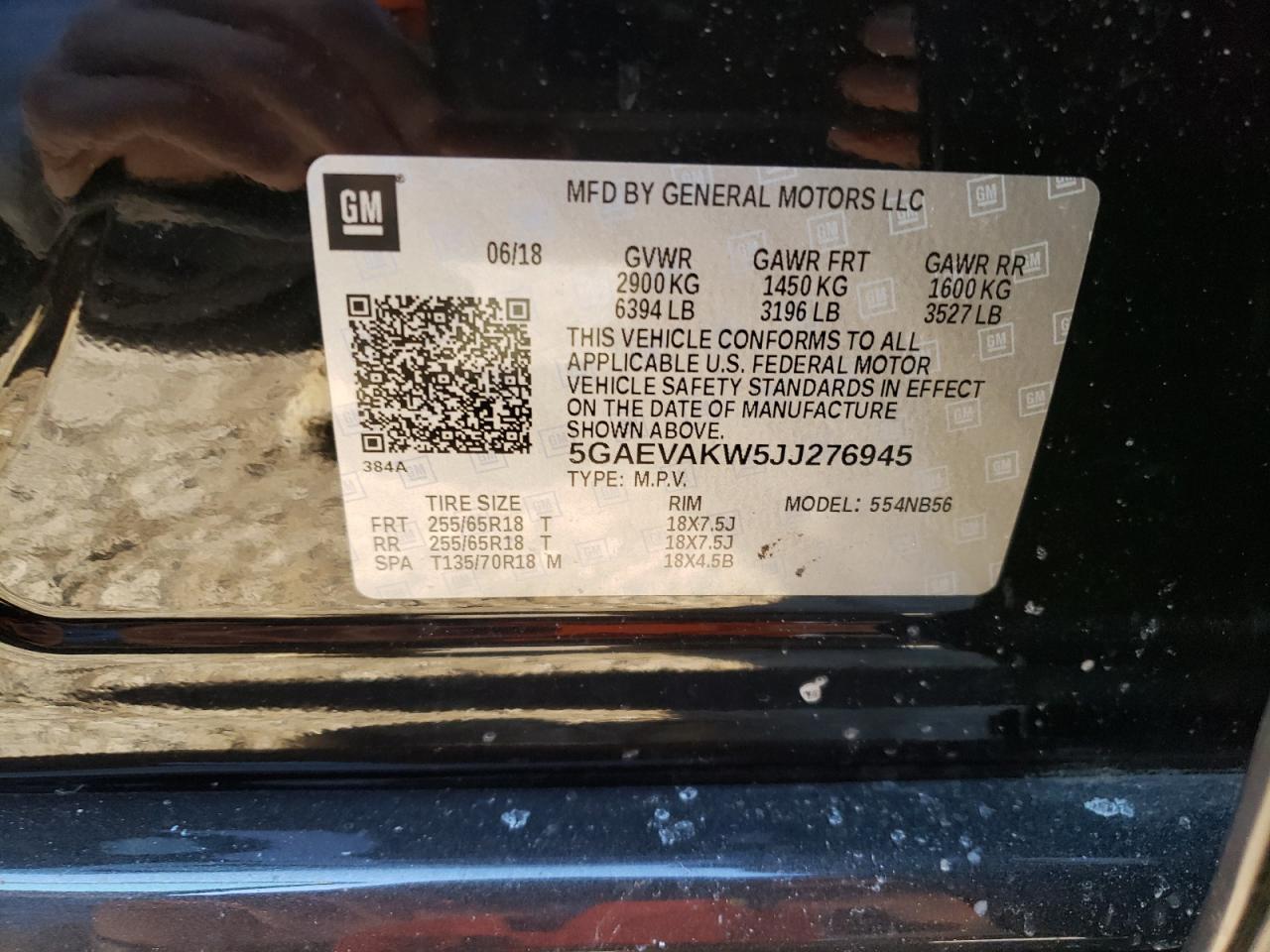 Photo 10 from auction – 2018 BUICK ENCLAVE ES with VIN 5GAEVAKW5JJ276945