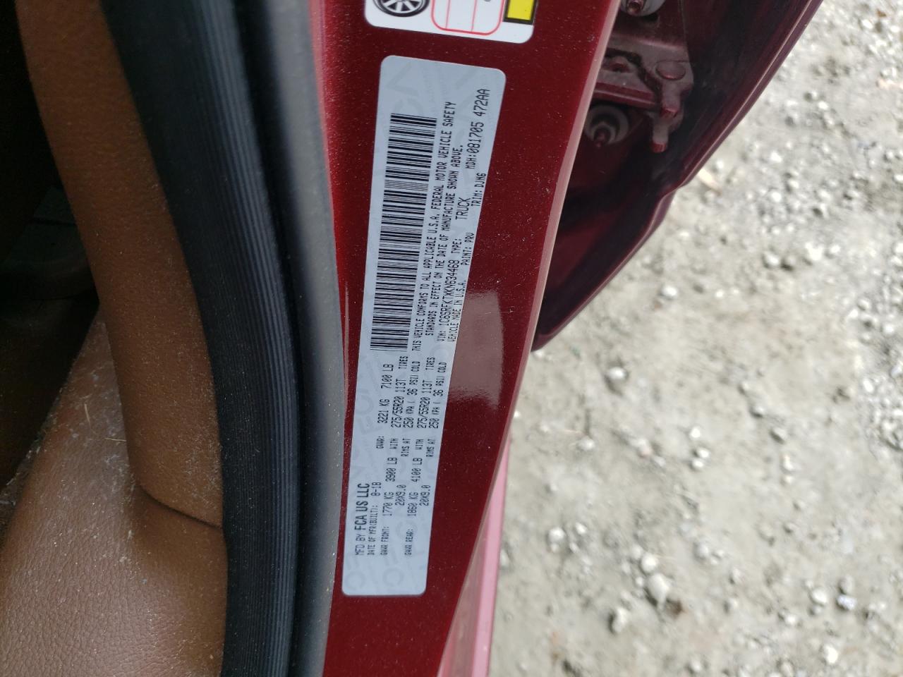 Photo 10 from auction – 2019 RAM 1500 LONGH with VIN 1C6SRFKTXKN634468