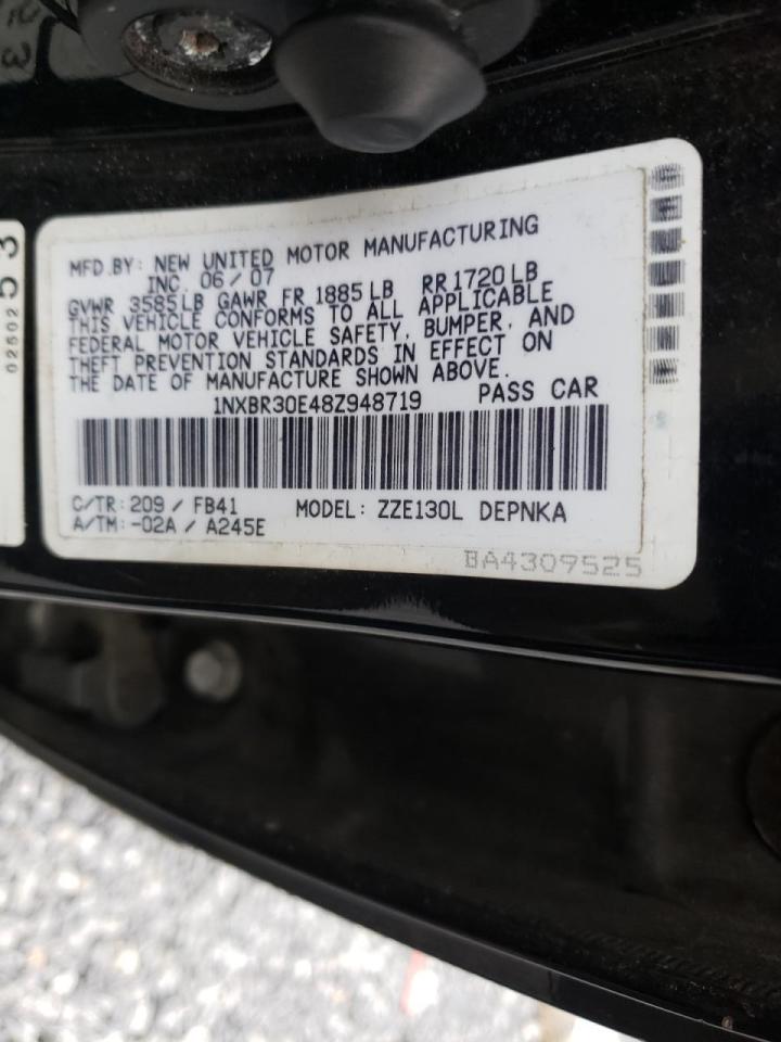 Photo 10 from auction – 2008 TOYOTA COROLLA CE with VIN 1NXBR30E48Z948719
