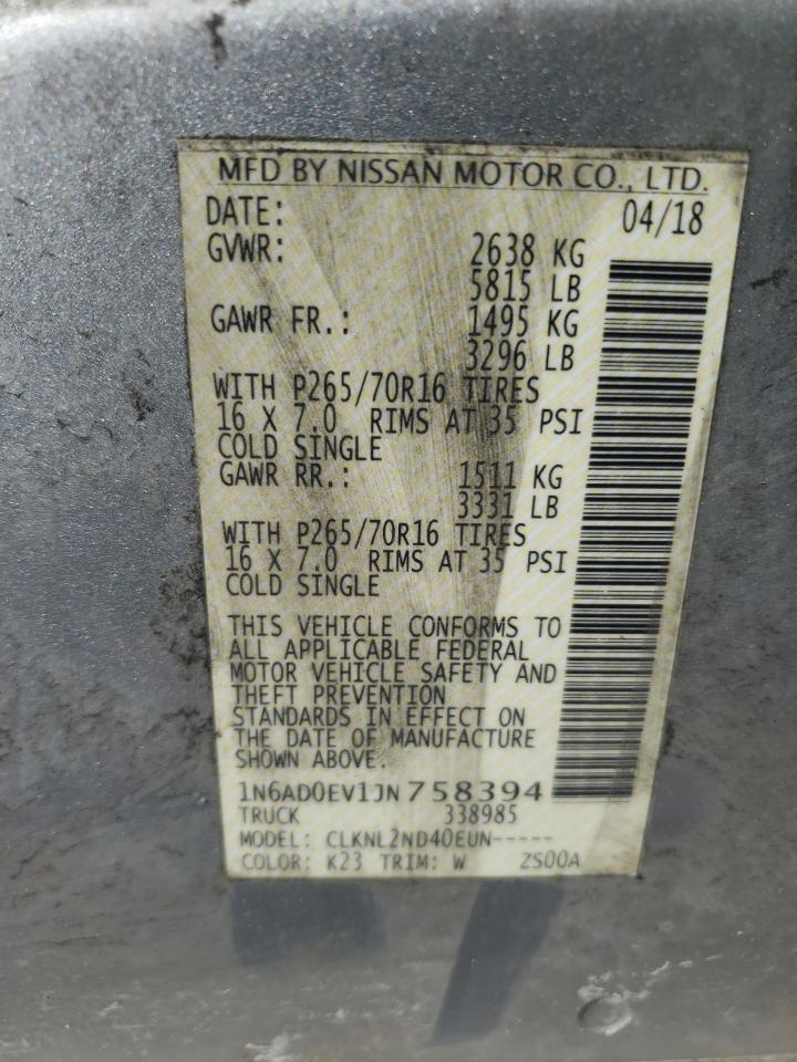 Photo 10 from auction – 2018 NISSAN FRONTIER S with VIN 1N6AD0EV1JN758394