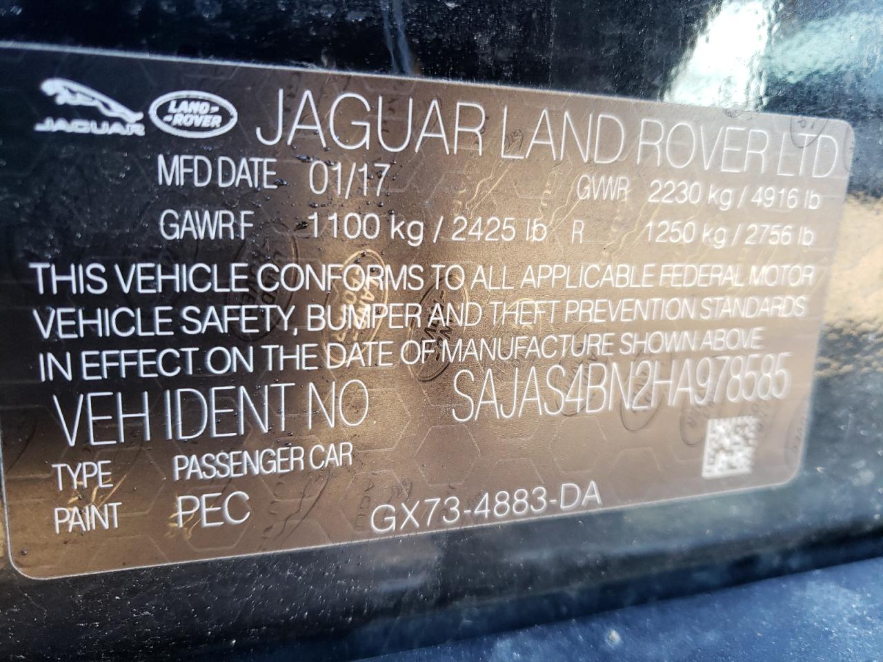 Photo 10 from auction – 2017 JAGUAR XE with VIN SAJAS4BN2HA978585