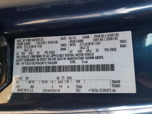 Photo 10 from auction – 2016 FORD F150 SUPER with VIN 1FTEX1EP5GFC10226