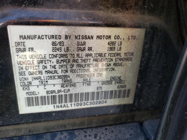 Photo 10 from auction – 2003 NISSAN ALTIMA BAS with VIN 1N4AL11D93C302804