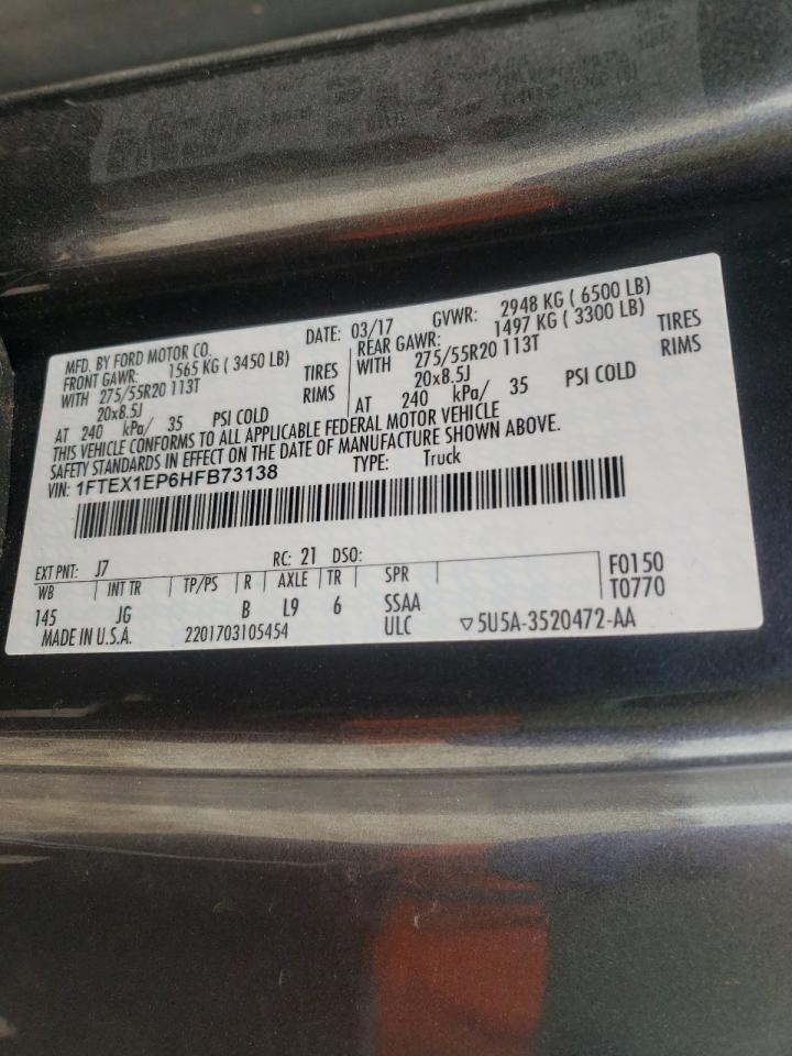 Photo 10 from auction – 2017 FORD F150 SUPER with VIN 1FTEX1EP6HFB73138