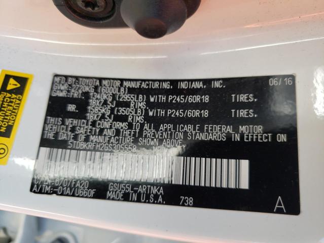 Photo 10 from auction – 2016 TOYOTA HIGHLANDER with VIN 5TDBKRFH2GS305558