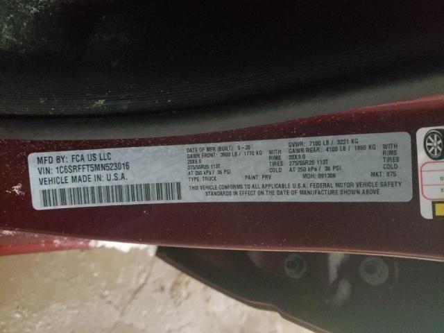 Photo 10 from auction – 2021 RAM 1500 BIG H with VIN 1C6SRFFT5MN523016