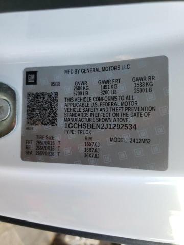 Photo 10 from auction – 2018 CHEVROLET COLORADO with VIN 1GCHSBEN2J1292534
