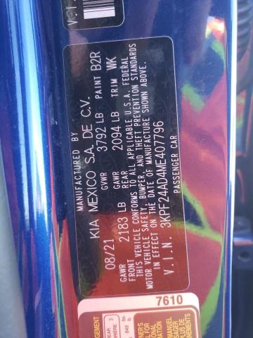 Photo 10 from auction – 2021 KIA FORTE FE with VIN 3KPF24AD4ME407796