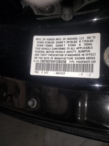 Photo 10 from auction – 2015 HONDA CIVIC LX with VIN 19XFB2F5XFE285258