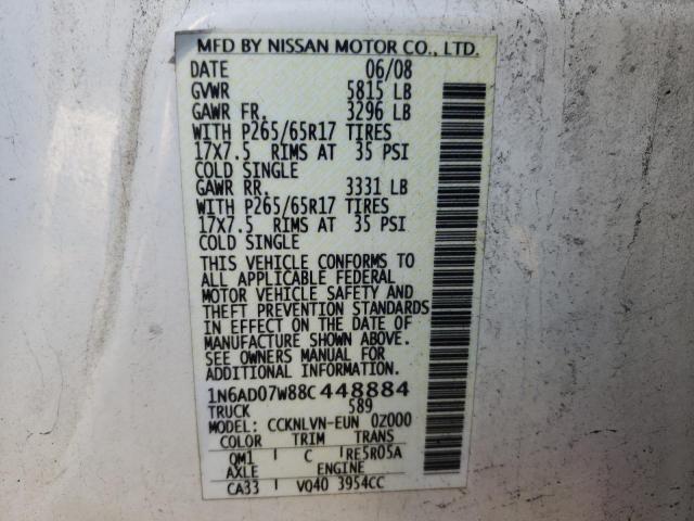 Photo 10 from auction – 2008 NISSAN FRONTIER C with VIN 1N6AD07W88C448884